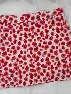 Rafaella Red & Pink Poppie Print Skirt